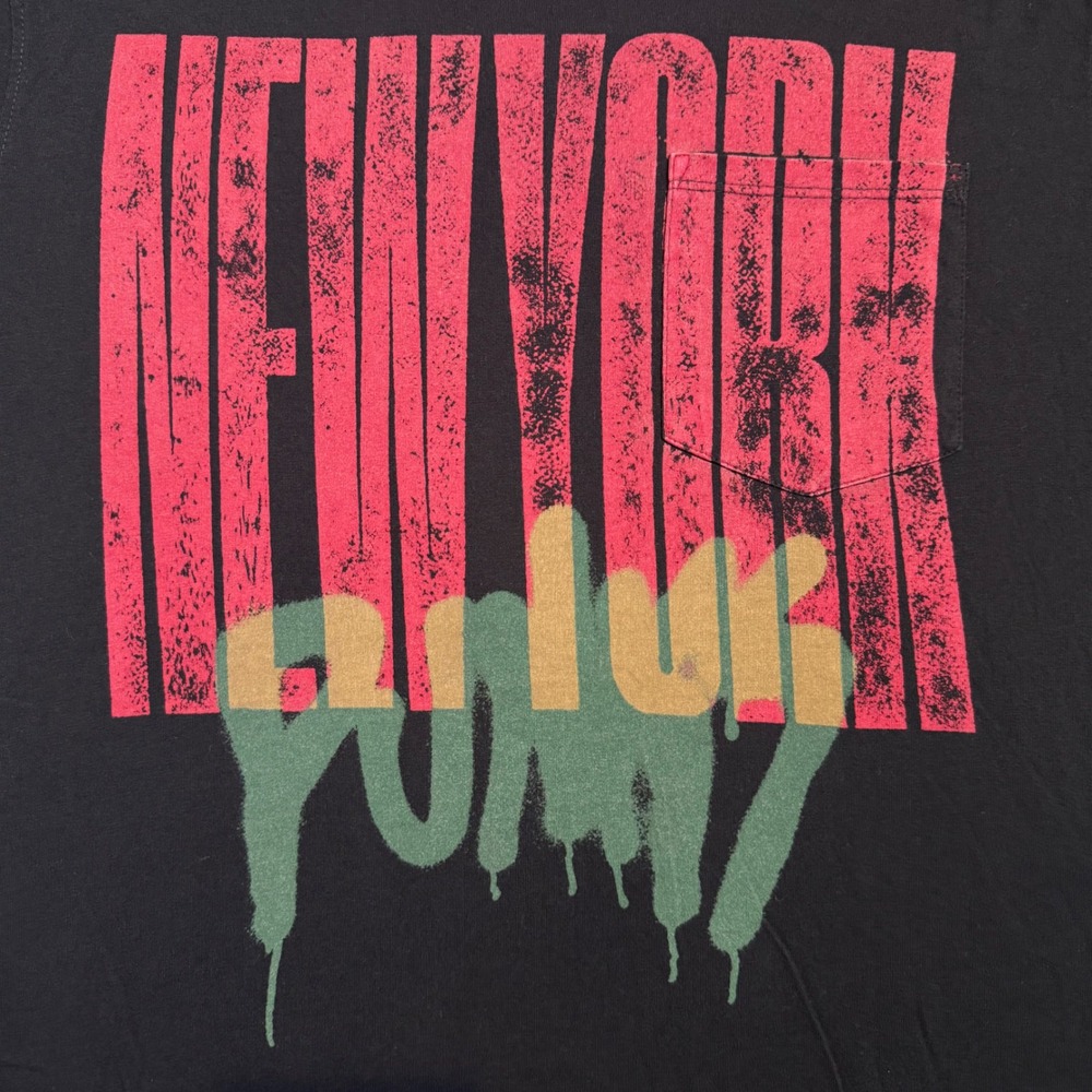 John Varvatos New York Punks Graphic Pocket T Shirt Men's M Black Cotton Grunge